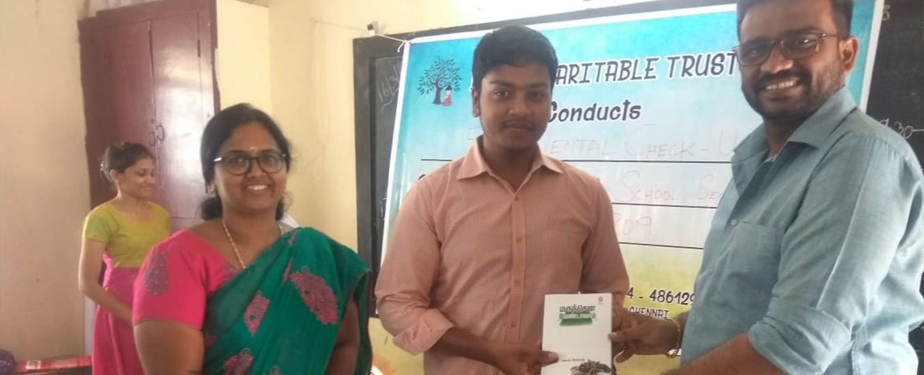 Trust presenting a certificate at a school health camp