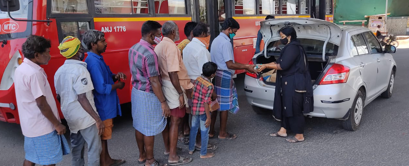 COVID-19 relief distribution to bus commuters
